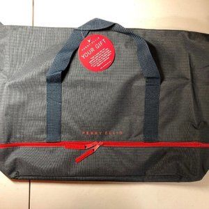 Perry Ellis Duffle Carry on Overnight Gym Travel Bag Weekender Gray & Red NWT